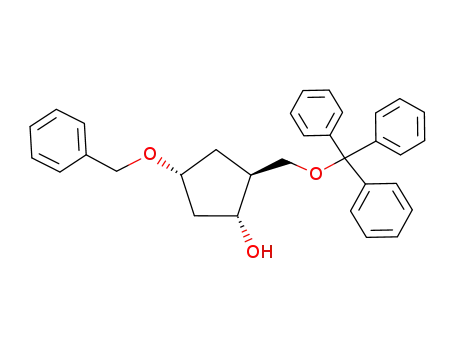 (+)-1-O-benzyloxy-3-hydroxy-4-(O-triphenylmethyloxymethyl)-cyclopentane