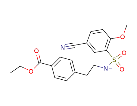 Molecular Structure of 524743-41-7 (Benzoic acid, 4-[2-[[(5-cyano-2-methoxyphenyl)sulfonyl]amino]ethyl]-,
ethyl ester)