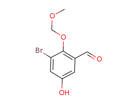 Molecular Structure of 881035-24-1 (Benzaldehyde, 3-bromo-5-hydroxy-2-(methoxymethoxy)-)
