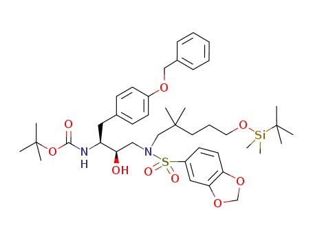 tert-butyl N-((1S,2R)-1-[(4-benzyloxy)benzyl]-3-(5-tert-butyldimethylsilyloxy-2,2-dimethylpentyl)[(3,4-methylenedioxyphenyl)sulfonyl]amino-2-hydroxypropyl)carbamate