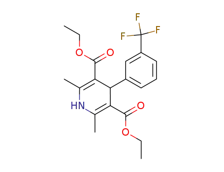 Molecular Structure of 23118-50-5 (diethyl 2,6-dimethyl-4-[3-(trifluoromethyl)phenyl]-1,4-dihydropyridine-3,5-dicarboxylate)