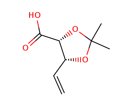 Molecular Structure of 99902-66-6 (2,2-DIMETHYL-5-VINYL-[1,3]DIOXOLANE-4-CARBOXYLIC ACID)