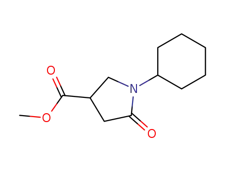 Molecular Structure of 100252-83-3 (3-Pyrrolidinecarboxylic acid, 1-cyclohexyl-5-oxo-, methyl ester)