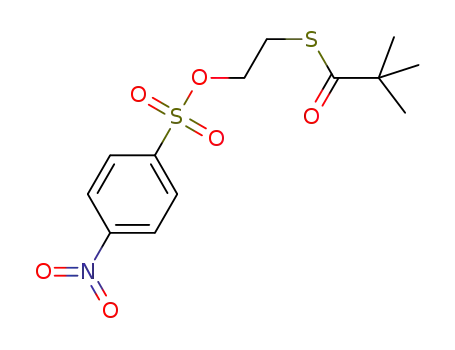 Molecular Structure of 591221-06-6 (Propanethioic acid, 2,2-dimethyl-,
S-[2-[[(4-nitrophenyl)sulfonyl]oxy]ethyl] ester)