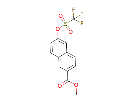 Molecular Structure of 126613-10-3 (2-Naphthalenecarboxylic acid, 6-[[(trifluoromethyl)sulfonyl]oxy]-, methyl
ester)
