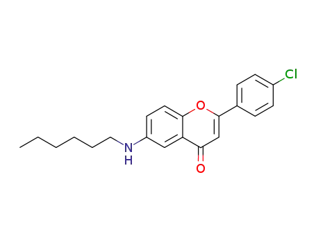4H-1-Benzopyran-4-one, 2-(4-chlorophenyl)-6-(hexylamino)-