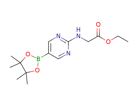 Molecular Structure of 1202805-23-9 (2-(EthoxycarbonylMethylaMino)pyriMidine-5-boronic acid, pinacol ester)