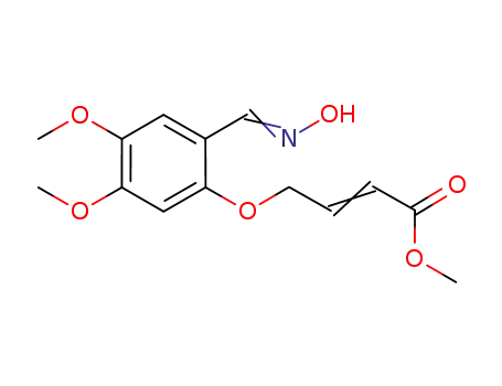 Molecular Structure of 452321-65-2 (2-Butenoic acid, 4-[2-[(hydroxyimino)methyl]-4,5-dimethoxyphenoxy]-,
methyl ester)