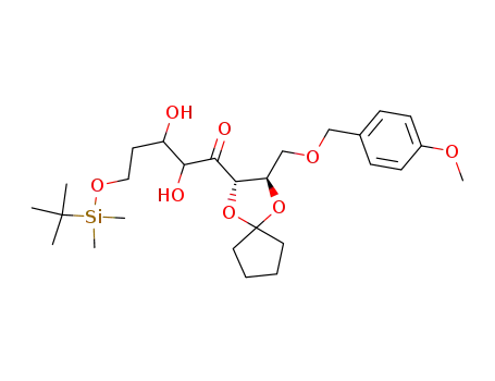 5-(tert-Butyl-dimethyl-silanyloxy)-2,3-dihydroxy-1-[(2S,3R)-3-(4-methoxy-benzyloxymethyl)-1,4-dioxa-spiro[4.4]non-2-yl]-pentan-1-one