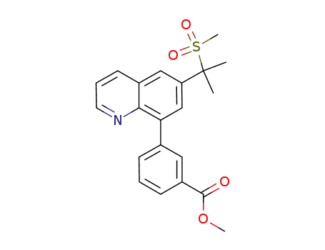 Molecular Structure of 638220-08-3 (Benzoic acid, 3-[6-[1-methyl-1-(methylsulfonyl)ethyl]-8-quinolinyl]-,
methyl ester)