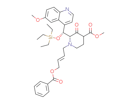 (R)-1-((E)-4-Benzoyloxy-but-2-enyl)-2-[(R)-(6-methoxy-quinolin-4-yl)-triethylsilanyloxy-methyl]-3-oxo-piperidine-4-carboxylic acid methyl ester