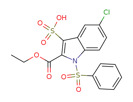 Molecular Structure of 158561-82-1 (1H-Indole-2-carboxylic acid, 5-chloro-1-(phenylsulfonyl)-3-sulfo-, 2-ethyl
ester)
