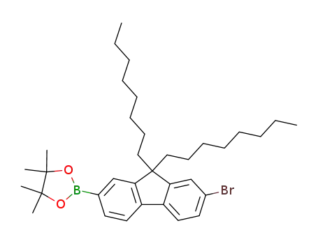 Molecular Structure of 620624-96-6 (2-(7-Bromo-9,9-dioctyl-9H-fluoren-2-yl)-4,4,5,5-tetramethyl-[1,3,2]dioxaborolane)