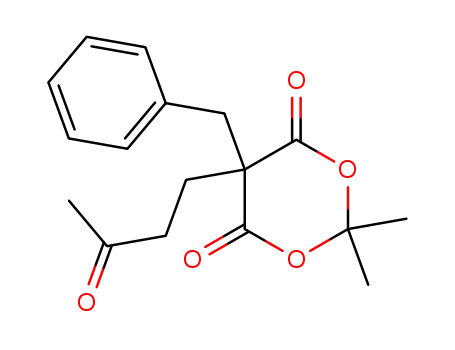Molecular Structure of 90734-86-4 (1,3-Dioxane-4,6-dione, 2,2-dimethyl-5-(3-oxobutyl)-5-(phenylmethyl)-)