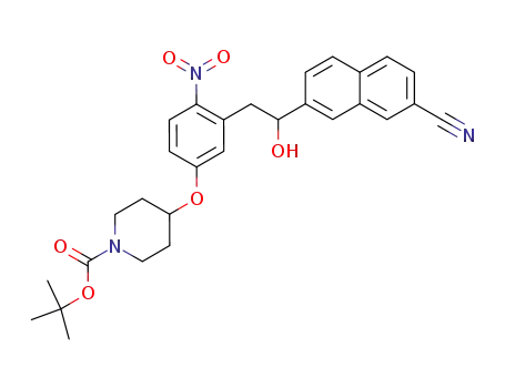 4-{3-[2-(7-cyano-naphthalen-2-yl)-2-hydroxy-ethyl]-4-nitro-phenoxy}-piperidine-1-carboxylic acid <i>tert</i>-butyl ester