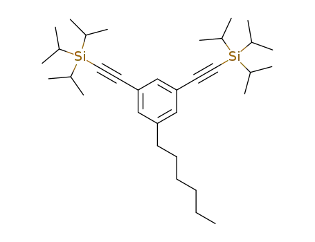 1-hexyl-3,5-bis-[2',2'-(triisopropylsilanyl)-ethynyl]-benzene