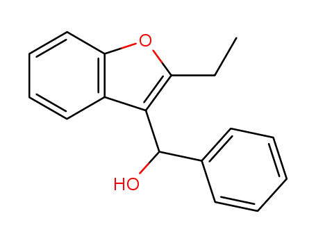 Molecular Structure of 101596-60-5 (3-Benzofuranmethanol, 2-ethyl-a-phenyl-)
