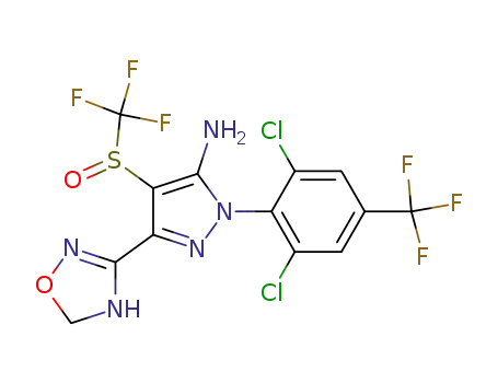 Molecular Structure of 194942-26-2 (1H-Pyrazol-5-amine,
1-[2,6-dichloro-4-(trifluoromethyl)phenyl]-3-(2,5-dihydro-1,2,4-oxadiazol-
3-yl)-4-[(trifluoromethyl)sulfinyl]-)