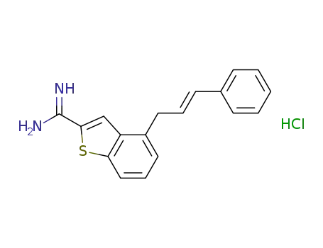 Molecular Structure of 154629-56-8 (4-(E-3-phenylprop-2-enyl)benzo[b]thiophene-2-carboxamidine hydrochloride)
