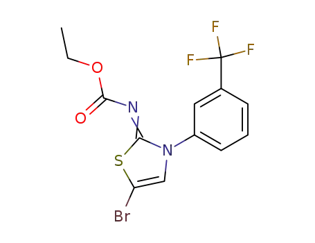 Molecular Structure of 137402-07-4 (Carbamic acid,
[5-bromo-3-[3-(trifluoromethyl)phenyl]-2(3H)-thiazolylidene]-, ethyl ester)