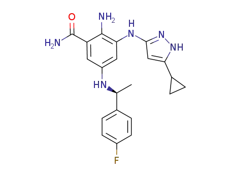 (S)-2-amino-3-(5-cyclopropyl-1H-pyrazol-3-ylamino)-5-[1-(4-fluoro-phenyl)-ethylamino]-benzamide