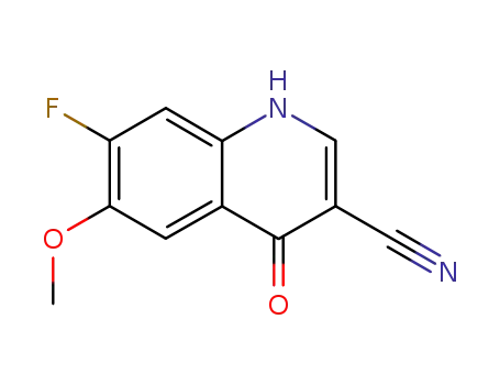 Molecular Structure of 622369-38-4 (7-Fluoro-6-methoxy-4-oxo-1,4-dihydroquinoline-3-carbonitrile)