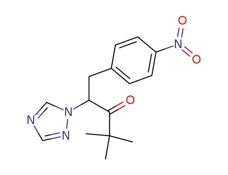 Molecular Structure of 63190-79-4 (3-Pentanone, 4,4-dimethyl-1-(4-nitrophenyl)-2-(1H-1,2,4-triazol-1-yl)-)