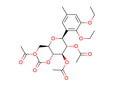 Molecular Structure of 655237-76-6 ((1S)-2,3,4,6-tetra-O-acetyl-1,5-anhydro-1-(2,3-diethoxy-5-methylphenyl)-D-glucitol)