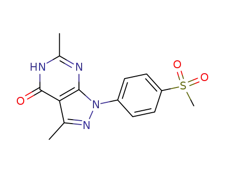 Molecular Structure of 832714-15-5 (4H-Pyrazolo[3,4-d]pyrimidin-4-one,
1,5-dihydro-3,6-dimethyl-1-[4-(methylsulfonyl)phenyl]-)