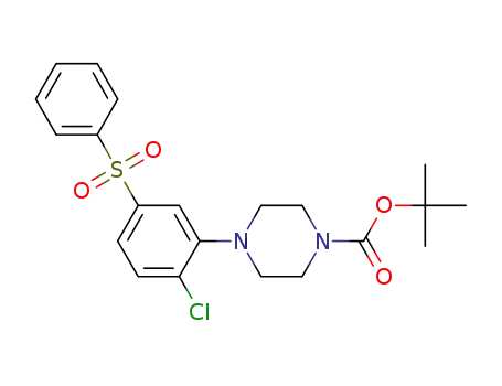 Molecular Structure of 762252-49-3 (1-Piperazinecarboxylic acid, 4-[2-chloro-5-(phenylsulfonyl)phenyl]-,
1,1-dimethylethyl ester)