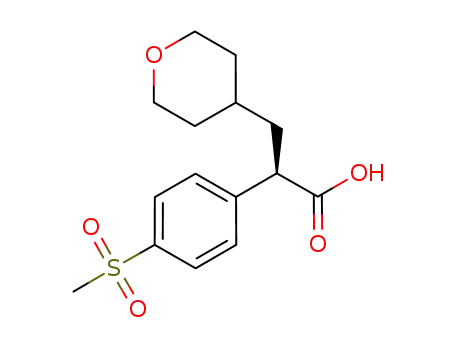Molecular Structure of 745053-46-7 ((R)-2-(4-methanesulfonylphenyl)-3-(tetrahydropyran-4-yl)propionic acid)