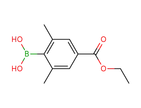 Molecular Structure of 851335-20-1 (Benzoic acid, 4-borono-3,5-dimethyl-, 1-ethyl ester)