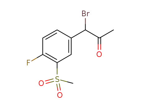 Molecular Structure of 593960-53-3 (2-Propanone, 1-bromo-1-[4-fluoro-3-(methylsulfonyl)phenyl]-)