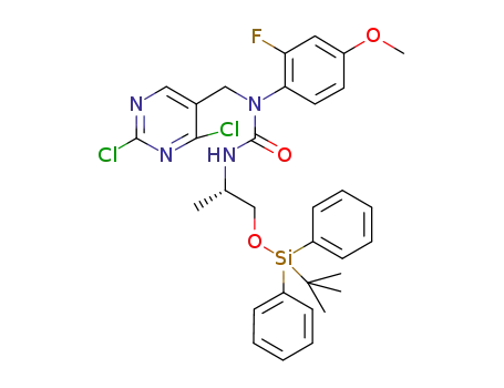 (S)-3-[2-tert-butyl-diphenyl-silanyloxy-1-methyl-ethyl]-1-(2,4-dichloropyrimidin-5-yl-methyl)-1-(2-fluoro-4-methoxyphenyl)-urea