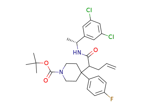 1,1-dimethylethyl 4-[1-({[(3,5-dichlorophenyl)-ethyl]-amino}-carbonyl)-3-buten-1-yl]-4-(4-fluorophenyl)-1-piperidinecarboxylate (chain enantiomer 1)