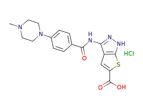 3-{[4-(4-methylpiperazin-1-yl)benzoyl]amino}-1H-thieno[2,3-c]pyrazole-5-carboxylic acid hydrochloride