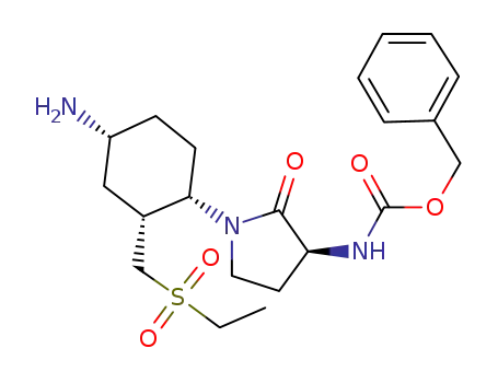 Molecular Structure of 848002-19-7 (Carbamic acid,
[(3S)-1-[(1S,2R,4R)-4-amino-2-[(ethylsulfonyl)methyl]cyclohexyl]-2-oxo-
3-pyrrolidinyl]-, phenylmethyl ester)