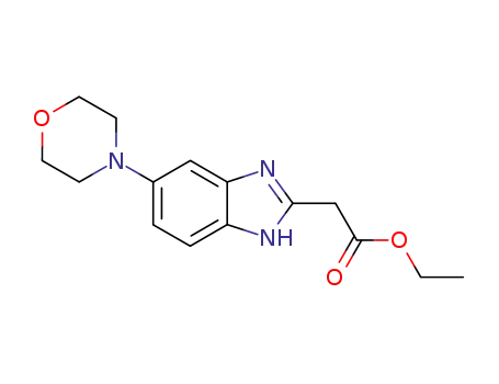Molecular Structure of 402948-33-8 (1H-Benzimidazole-2-acetic acid, 5-(4-morpholinyl)-, ethyl ester)