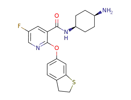Molecular Structure of 830347-59-6 (3-Pyridinecarboxamide,
N-(cis-4-aminocyclohexyl)-2-[(2,3-dihydrobenzo[b]thien-6-yl)oxy]-5-fluor
o-)