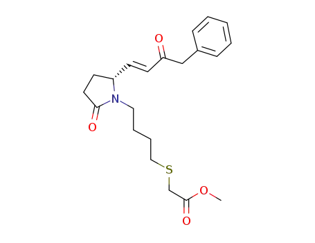 Acetic acid,
[[4-[(5R)-2-oxo-5-[(1E)-3-oxo-4-phenyl-1-butenyl]-1-pyrrolidinyl]butyl]thio
]-, methyl ester