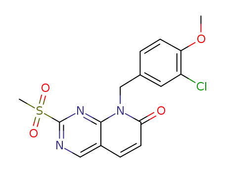 Molecular Structure of 671753-58-5 (Pyrido[2,3-d]pyrimidin-7(8H)-one,
8-[(3-chloro-4-methoxyphenyl)methyl]-2-(methylsulfonyl)-)