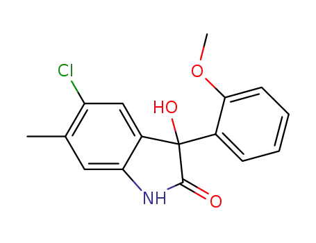 Molecular Structure of 352030-18-3 (2H-Indol-2-one,
5-chloro-1,3-dihydro-3-hydroxy-3-(2-methoxyphenyl)-6-methyl-)
