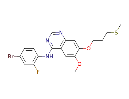 Molecular Structure of 205193-61-9 (4-(4-bromo-2-fluoroanilino)-6-methoxy-7-(3-methylthiopropoxy)quinazoline)