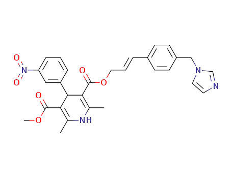 Molecular Structure of 123852-99-3 ((2E)-3-[4-(1H-imidazol-1-ylmethyl)phenyl]prop-2-en-1-yl methyl 2,6-dimethyl-4-(3-nitrophenyl)-1,4-dihydropyridine-3,5-dicarboxylate)