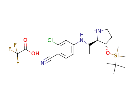(2R,3S)-3-(tert-butyldimethylsilanyloxy)-2-[(1S)-1-(3-chloro-4-cyano-2-methyl-phenylamino)-ethyl]pyrrolidine, trifluoroacetic acid salt