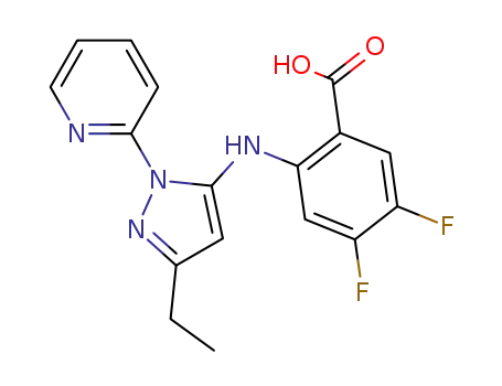 4,5-difluoro-2-[[3-ethyl-1-(2-pyridinyl)-1H-pyrazol-5-yl]amino]benzoic acid