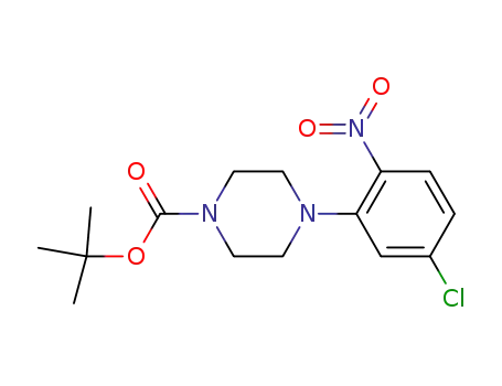 Molecular Structure of 869937-73-5 (tert-butyl 4-(5-chloro-2-nitrophenyl)tetrahydro-1(2H)-pyrazinecarboxylate)