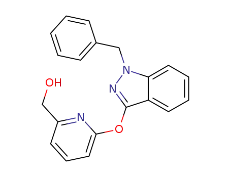 Molecular Structure of 602279-76-5 (2-Pyridinemethanol, 6-[[1-(phenylmethyl)-1H-indazol-3-yl]oxy]-)
