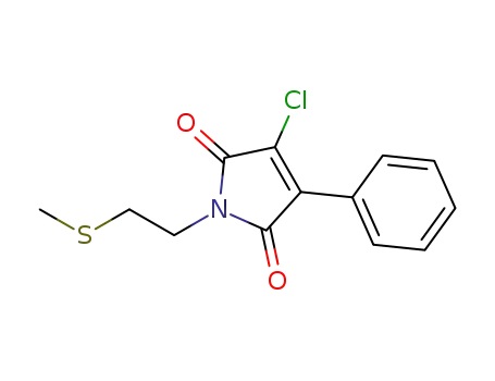 Molecular Structure of 828932-19-0 (1H-Pyrrole-2,5-dione, 3-chloro-1-[2-(methylthio)ethyl]-4-phenyl-)