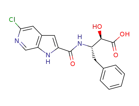 Molecular Structure of 800398-38-3 ((S)-3-[(5-chloro-1H-pyrrolo[2,3-c]pyridine-2-carbonyl)amino]-(R)-2-hydroxy-4-phenylbutyric acid)